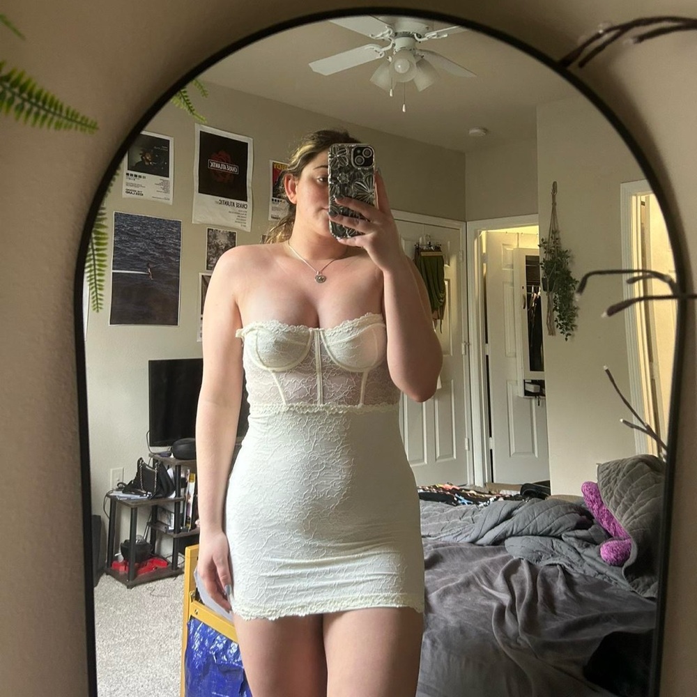 White Lace Mini Dress